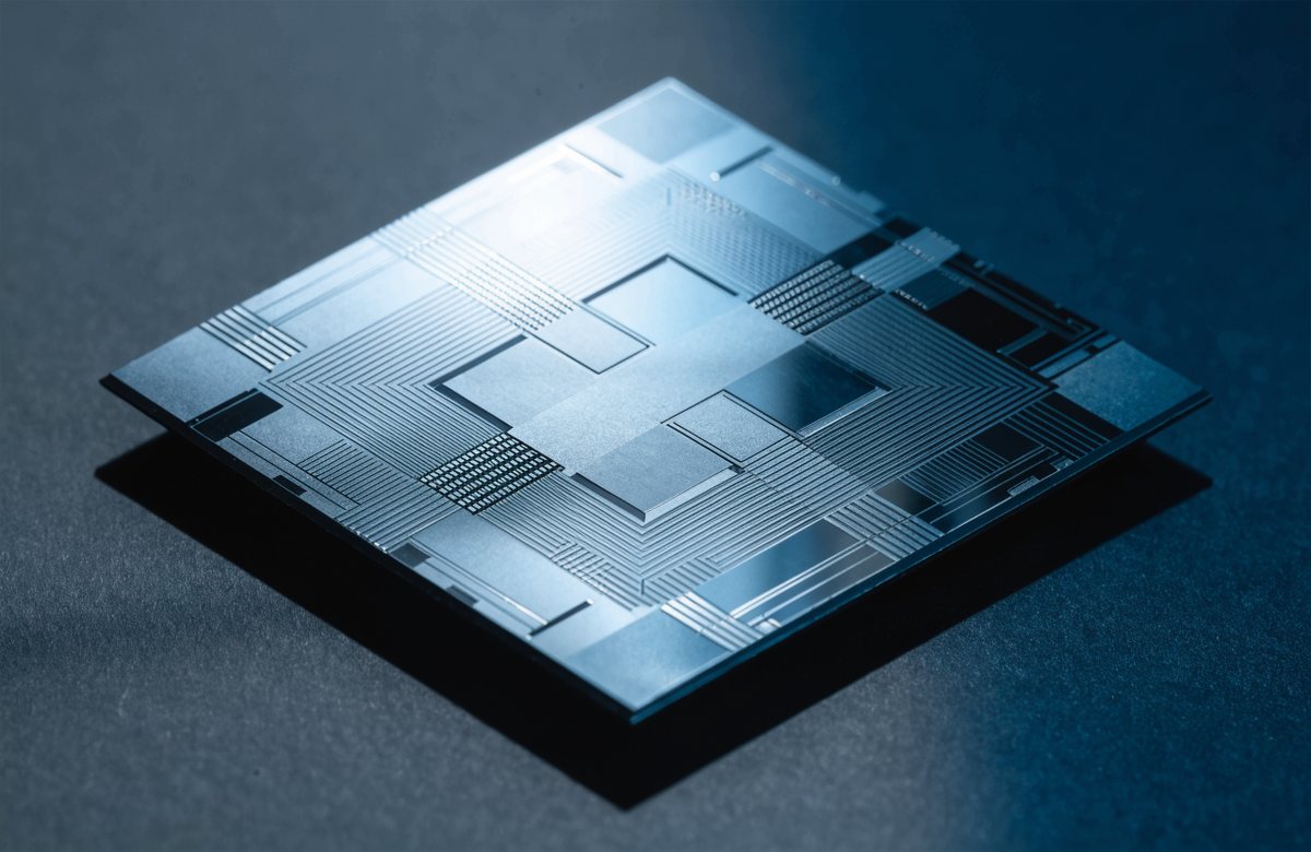 Siliziumchip in Makroaufnahme
